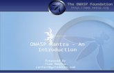The OWASP Foundation  OWASP Mantra - An Introduction Prepared By -Team Mantra- contact@getmantra.com.