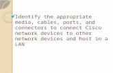 Identify the appropriate media, cables, ports, and connectors to connect Cisco network devices to other network devices and host in a LAN.