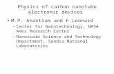 Physics of carbon nanotube electronic devices M.P. Anantram and F.Leonard – Center for Nanotechnology, NASA Ames Research Center – Nanoscale Science and.