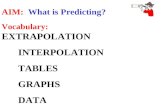 AIM: What is Predicting? Vocabulary: EXTRAPOLATION INTERPOLATION TABLES GRAPHS DATA.