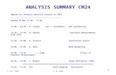 3 June 2009J. H. Cobb 1 ANALYSIS SUMMARY CM24 Agenda for Analysis parallel session at CM24 -------------------------------------------- Sunday 31 May 14:00.