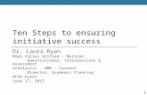 TEN STEPS TO ENSURING INITIATIVE SUCCESS Dr. Laura Ryan Napa Valley Unified – Retired Administrator, Interventions & Assessment Scholastic - HMH – Current.