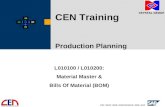 CRYSTAL GROUP L010100 / L010200: Material Master & Bills Of Material (BOM) CEN Training Production Planning.
