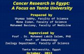 Cancer Research in Egypt: A Focus on Tanta University Prepared by Shymaa Sobhy, Faculty of Science Mona Zidan, Faculty of Science Mohamed Basiony, Faculty.