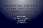 READING ISN’T JUST FOR THE READING BLOCK Adding Rigor Across the Day Presented by Dawn James-Cappiello Lynn Smith Janice Stilwell.