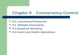 Chapter 9 Concurrency Control 9.1 Lock-Based Protocols 9.2 Multiple Granularity 9.3 Deadlock Handling 9.4 Insert and Delete Operations.