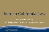 Intro to California Law Jim Raines, Ph.D. Collaborative Health & Human Services.