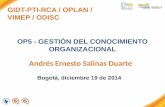 GIDT-PTI-RCA / OPLAN / VIMEP / ODISC OP5 - GESTIÓN DEL CONOCIMIENTO ORGANIZACIONAL Andrés Ernesto Salinas Duarte Bogotá, diciembre 19 de 2014.