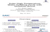 Solar High Temperature Water Splitting Cycle with Quantum Boost