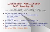 „Outreach“ Aktivitäten Teilchenphysik Michael Kobel, Uni Bonn, EPOG HEP Jahrestreffen, Bad Honnef, 21.11.2003 Outreach Organisation in D Outreach Verantwortliche.