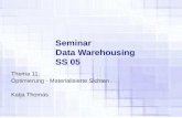 Seminar Data Warehousing SS 05 Thema 11: Optimierung - Materialisierte Sichten Katja Thomas.