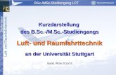 Studiengang Luft- und Raumfahrttechnik BSc-/MSc-Studiengang LRT Kurzdarstellung des B.Sc.-/M.Sc.-Studiengangs Luft- und Raumfahrttechnik Luft- und Raumfahrttechnik.