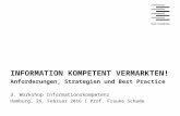 INFORMATION KOMPETENT VERMARKTEN! Anforderungen, Strategien und Best Practice 3. Workshop Informationskompetenz Hamburg, 26. Februar 2016 I Prof. Frauke.