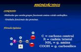AMINOÁCIDOS CONCEITO -Moléculas que contêm grupos funcionais amina e ácido carboxílico. - Unidades funcionais das proteínas. Fórmula Química: C = carbono.