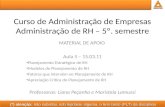 Curso de Administração de Empresas Administração de RH – 5º. semestre MATERIAL DE APOIO Aula 5 – 15.03.11 Planejamento Estratégico de RH Modelos de Planejamento.