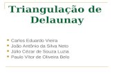 Triangulação de Delaunay Carlos Eduardo Vieira João Antônio da Silva Neto Júlio Cézar de Souza Luzia Paulo Vítor de Oliveira Belo.