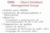 ODMG - Object Database Management Group Padrão para SGBDOO Consórcio de pesquisadores e fabricantes Objetivo –integração e padronização de funcionalidades.