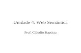 Unidade 4: Web Semântica Prof. Cláudio Baptista. Motivação A Web atual representa informação usando:  linguagem natural (e.g., English)  Gráficos, multimedia.