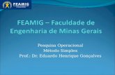 Pesquisa Operacional Método Simplex Prof.: Dr. Eduardo Henrique Gonçalves.