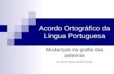 Acordo Ortográfico da Língua Portuguesa Mudanças na grafia das palavras Por: Sonia Cristina Zavodini Carlotto.