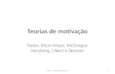 Teorias de motivação Taylor, Elton Mayo, McGregor, Herzberg, Likert e Skinner 1Aula 1 Av de Desempenho.