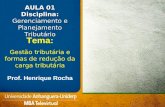 Tema: Gestão tributária e formas de redução da carga tributária Prof. Henrique Rocha AULA 01 Disciplina: Gerenciamento e Planejamento Tributário.