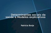 Determinantes sociais da saúde e Modelos explicativos Patrícia Borja.