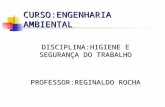 CURSO:ENGENHARIA AMBIENTAL DISCIPLINA:HIGIENE E SEGURANÇA DO TRABALHO PROFESSOR:REGINALDO ROCHA.