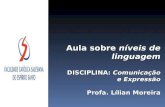 Aula sobre níveis de linguagem DISCIPLINA: Comunicação e Expressão Profa. Lílian Moreira.
