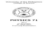 Physics 71 1st Long Exam