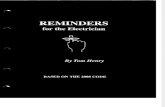 Tom Henry Reminders for the Electrician 2008(Nfpa 70,Nec) 73p