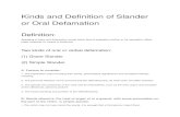 Kinds and Definition of Slander or Oral Defamation