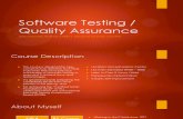 Software Testing & QA -- Course Outline -- 2014JAN18