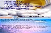 Hospital Pharmacist (Formulation and Dispensing)