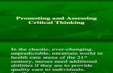 Promoting and Assessing Critical Thinking - Edited