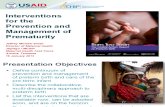 Interventions for the Prevention and Management of Prematurity