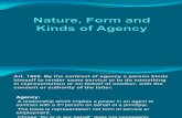 Nature, Form and Kinds of Agency