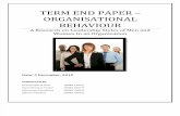 Organisational Behaviour - Term End Paper