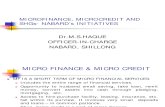 Micro Finance and Micro Credit SHGs