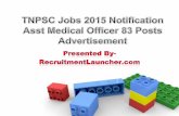 TNPSC Jobs 2015 Notification Asst Medical Officer 83 Posts Advertisement