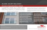 Glass juliet balcony product specification sheet