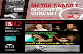 Milton Babbitt Discovery Concert programme