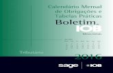IOB - Calendário de Obrigações e Tabelas Práticas - Minas Gerais - Julho/2016
