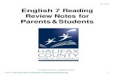 English 7 Reading Review Notes for Parents & Students