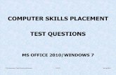 COMPUTER SKILLS PLACEMENT TEST QUESTIONS
