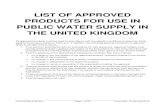 LIST OF APPROVED PRODUCTS FOR USE IN PUBLIC WATER ...
