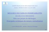 MESURES DE FAIBLES PERMÉABILITÉS (in-situ et en laboratoire ...