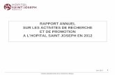 Rapport sur la Recherche Clinique à l'Hôpital Saint Joseph - 2012