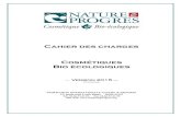 Cahier des charges Cosmétiques Bio écologiques