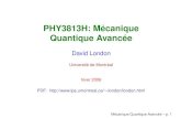 PHY3813H: Mécanique Quantique Avancée